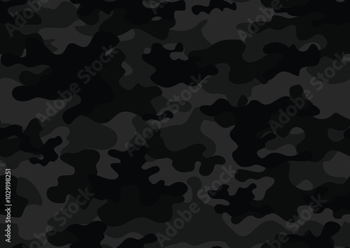 black camouflage background, seamless military texture, night print, urban design