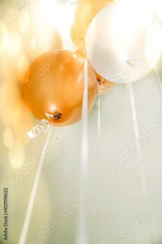 Gold and white balloons 
