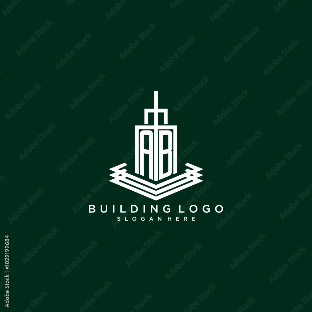 AB initial monogram real estate logo with building style design AB initial monogram real estate logo with building style design