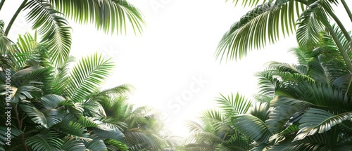 Lush Green Tropical Palm Leaves Background