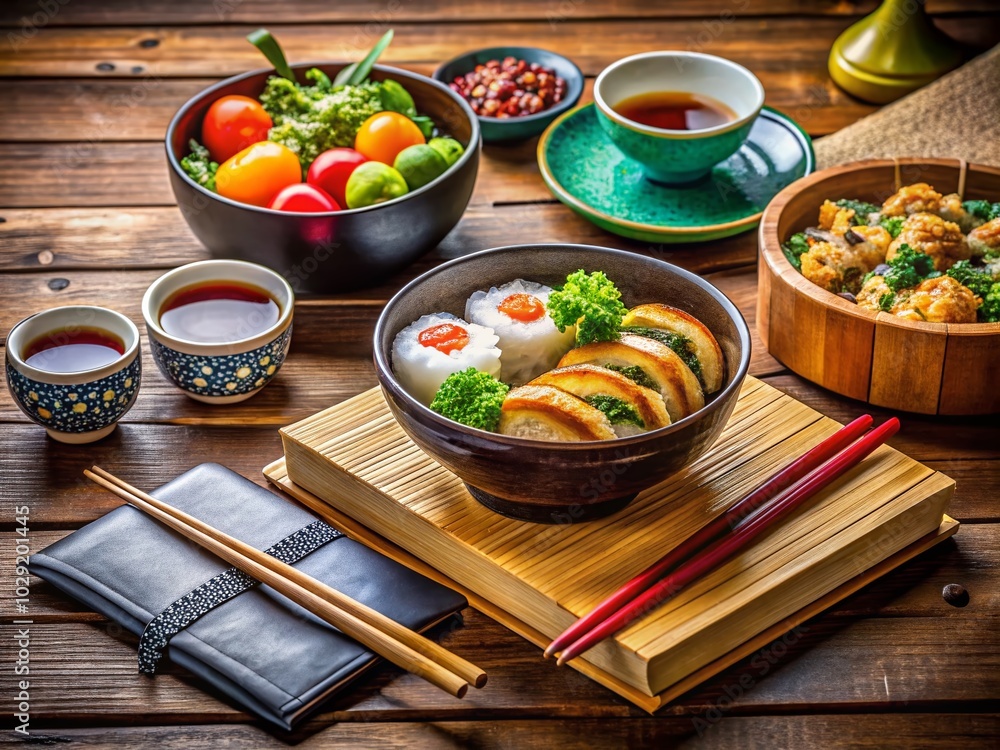 Asian Schoolgirl Enjoying Traditional Cuisine in a Cozy Setting Asian Schoolgirl Enjoying Traditional Cuisine in a Cozy Setting