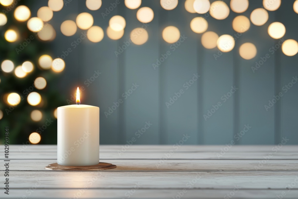 Festive Dining Room with Candle and Soft Background Lights Festive Dining Room with Candle and Soft Background Lights