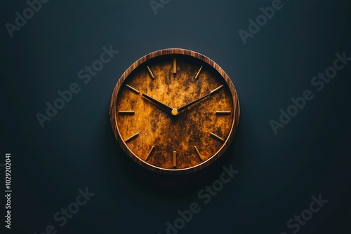 Wallpaper Mural Wooden Clock Face with Gold Accents Against a Dark Background Torontodigital.ca