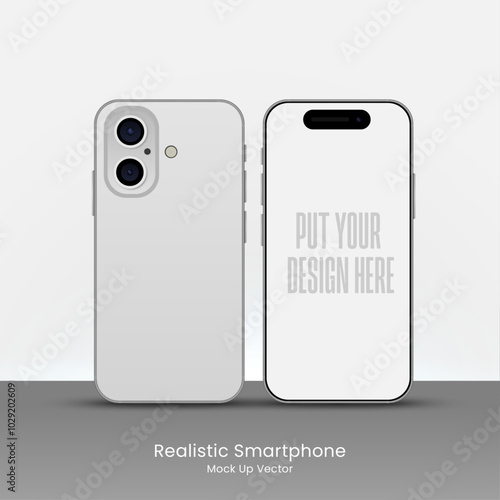 Realistic front view smartphone mockup Mobile iphone 16 frame with Editable display Vector
