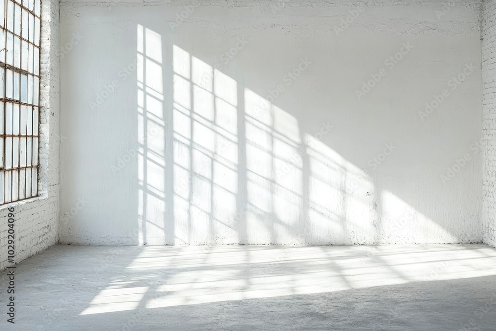 White Room with Window Light and Shadow Patterns