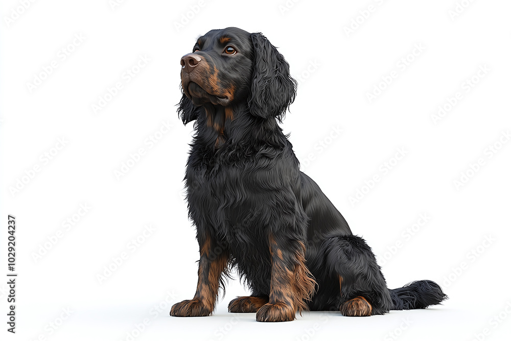 Cute American Water Spaniel: An American Water Spaniel sitting with its wavy, water-resistant coat against a white background. Cute American Water Spaniel: An American Water Spaniel sitting with its wavy, water-resistant coat against a white background.