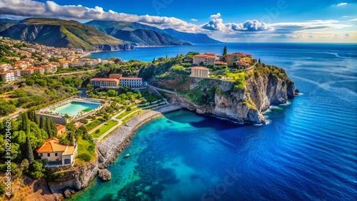 Stunning High Depth of Field Image of Arena dello Stretto with Clear Blue Waters and Lush Surroundings