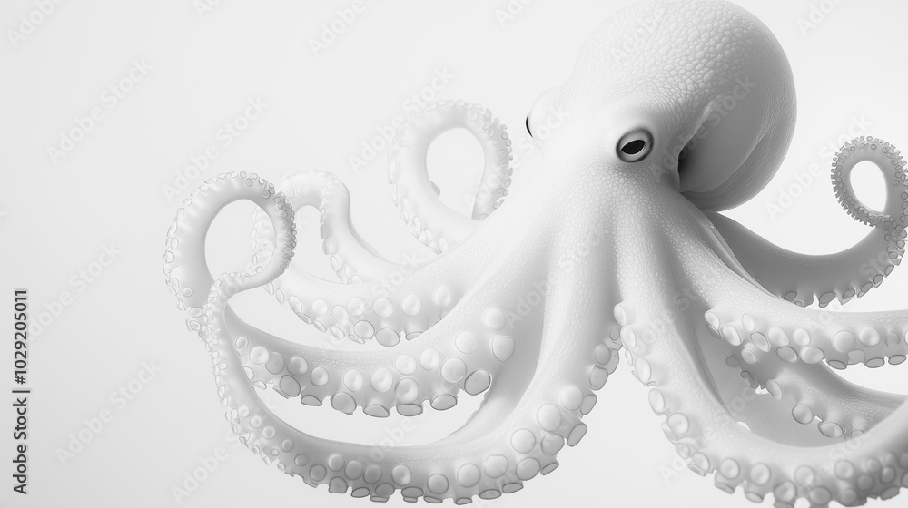 Obraz premium White Octopus: A Close-Up Look at a Marine Marvel