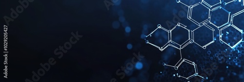 Dark blue background with white futuristic technology and digital elements for web banner, poster, or presentation Big data connection concept Generative AI