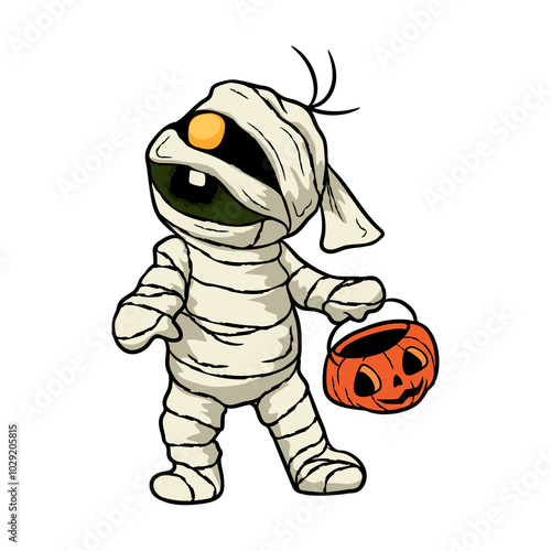Mummy vintage cartoon halloween 