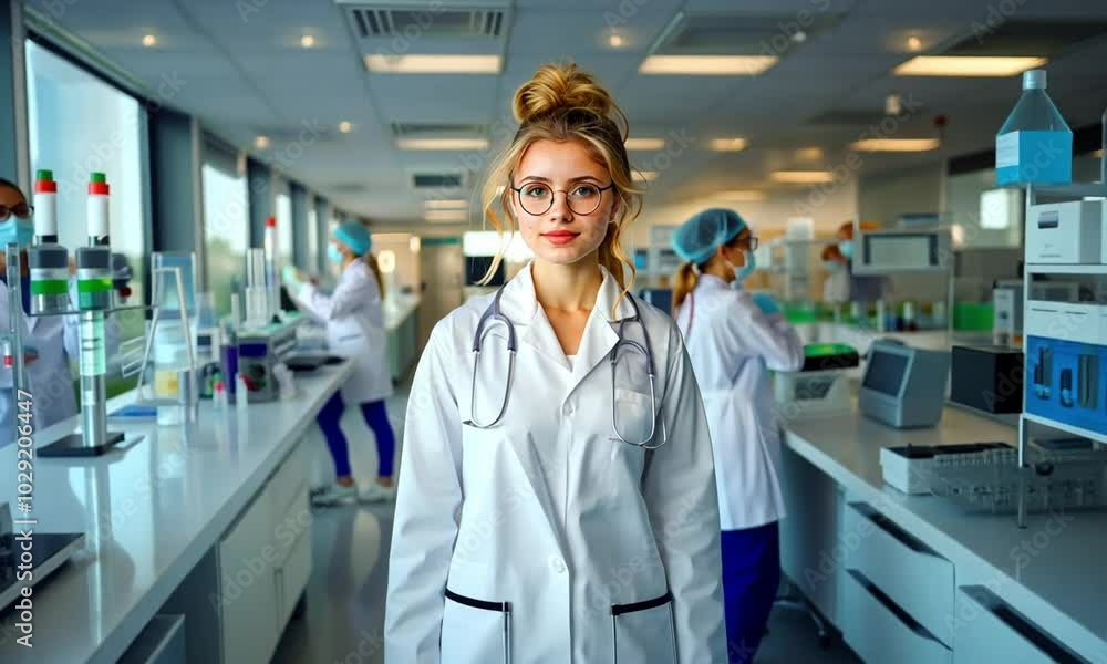 In a bustling laboratory, a team of professionals conducts experiments and collaborates on innovative projects. Focused and determined, they push the boundaries of science In a bustling laboratory, a team of professionals conducts experiments and collaborates on innovative projects. Focused and determined, they push the boundaries of science