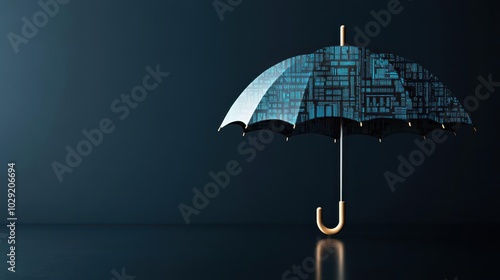 An umbrella made of graphs and charts, representing business data protection photo