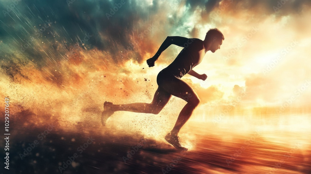 Naklejka premium In moments of urgency, sprinting toward your goals can make the difference between winning and losing.