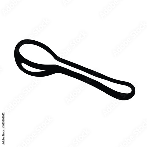 Spoon vector silhouette, side view on white background. Vector illustration