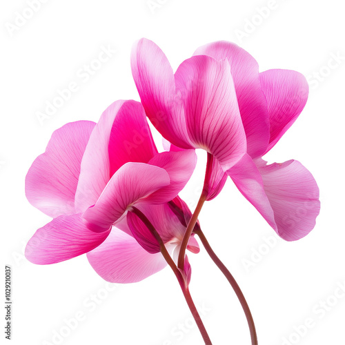 Colorful Cyclamen Flowers Isolated on Transparent Background – Use for Decorative Displays, Social Media Graphics, and Stunning Product Branding. photo