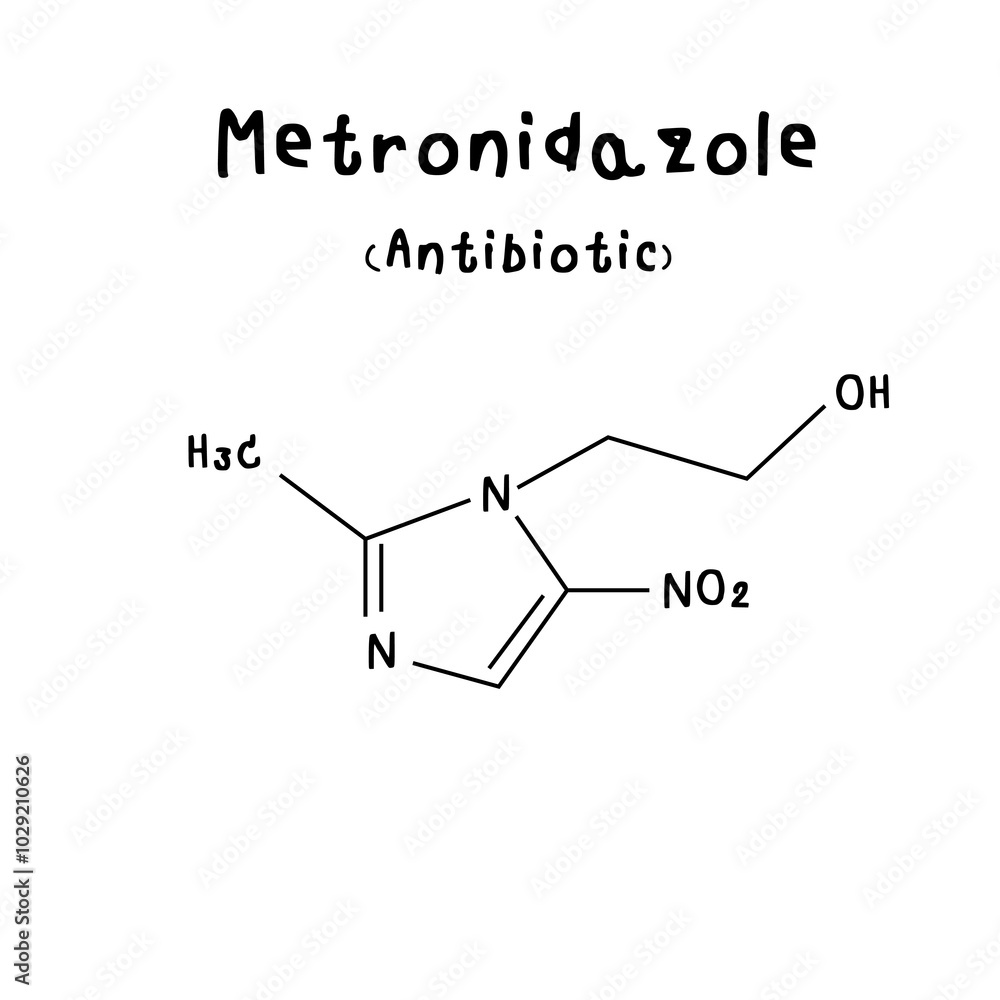 chemical structure of Metronidazole illustration chemical structure of Metronidazole illustration