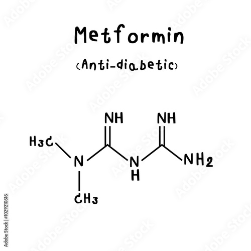 chemical structure of Metformin illustration photo