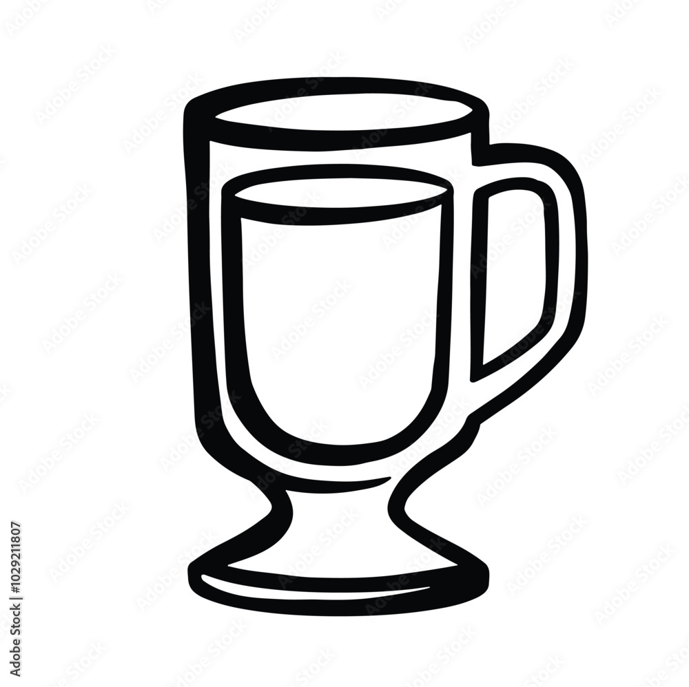 Linear glass for mulled wine. Sketch style. Vector Linear glass for mulled wine. Sketch style. Vector