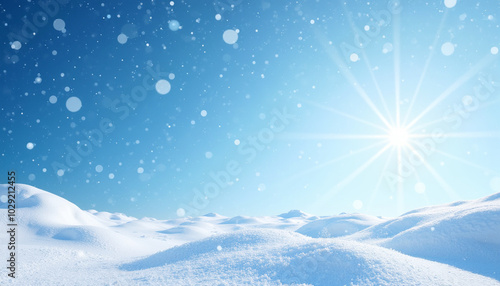 Wallpaper Mural Winter snow background with snowdrifts, snowflakes, and blue sky bokeh Torontodigital.ca