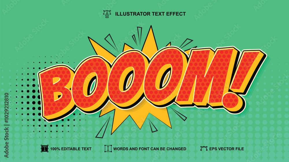 Fototapeta premium Retro text style, Boom cartoon comics editable text effect