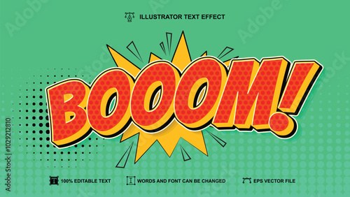 Retro text style, Boom cartoon comics editable text effect