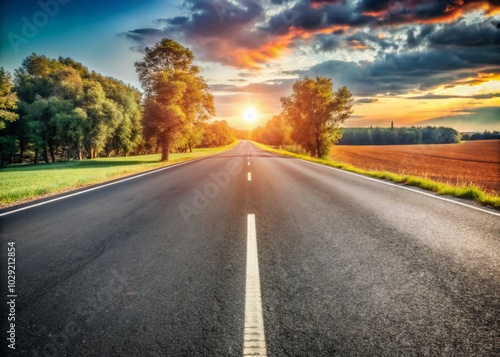 Black Asphalt Road with White Lines - High Depth of Field Photography for Landscapes and Travel