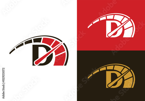 Letter D Cars Repair With Speedometer logo design template, Car Automotive company logo sign symbol.