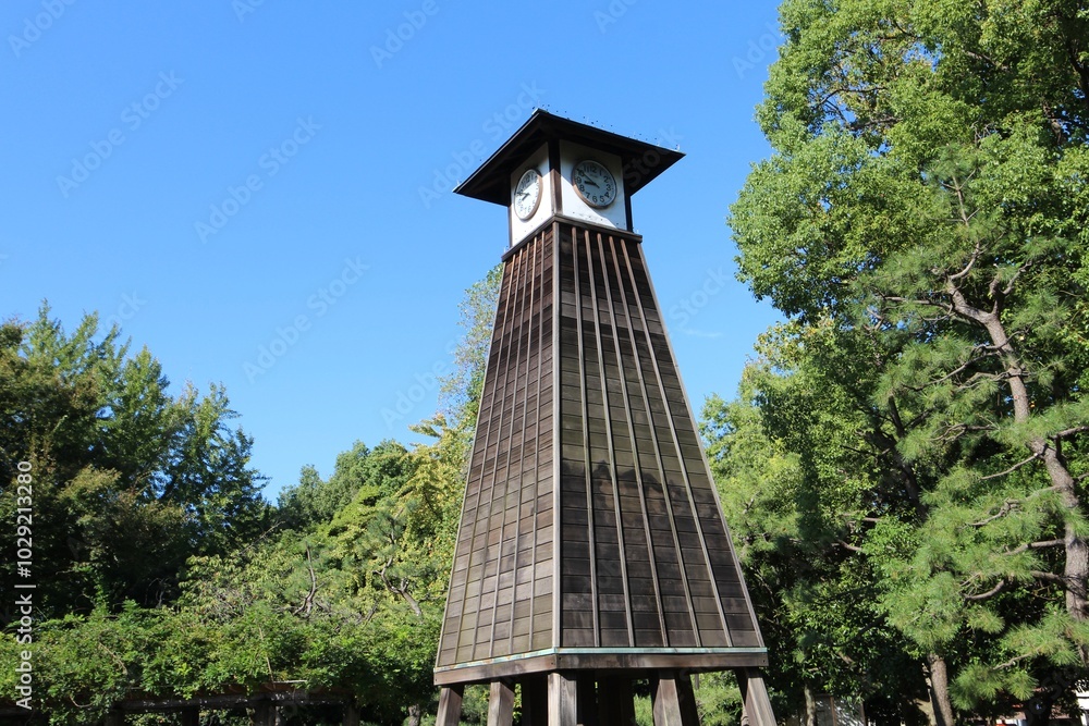 Old clock tower in Kiyosumi Park, Tokyo, Japan Old clock tower in Kiyosumi Park, Tokyo, Japan