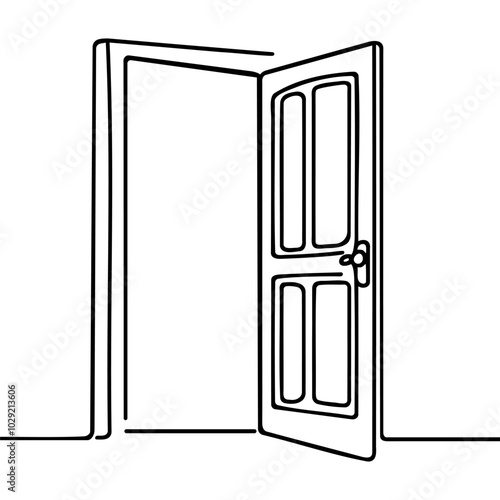 door drawing in one continuous line