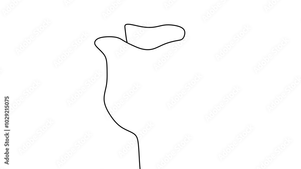 Continuous drawing line art of flower with black line and white background. One line Continuous drawing line art of flower with black line and white background. One line
