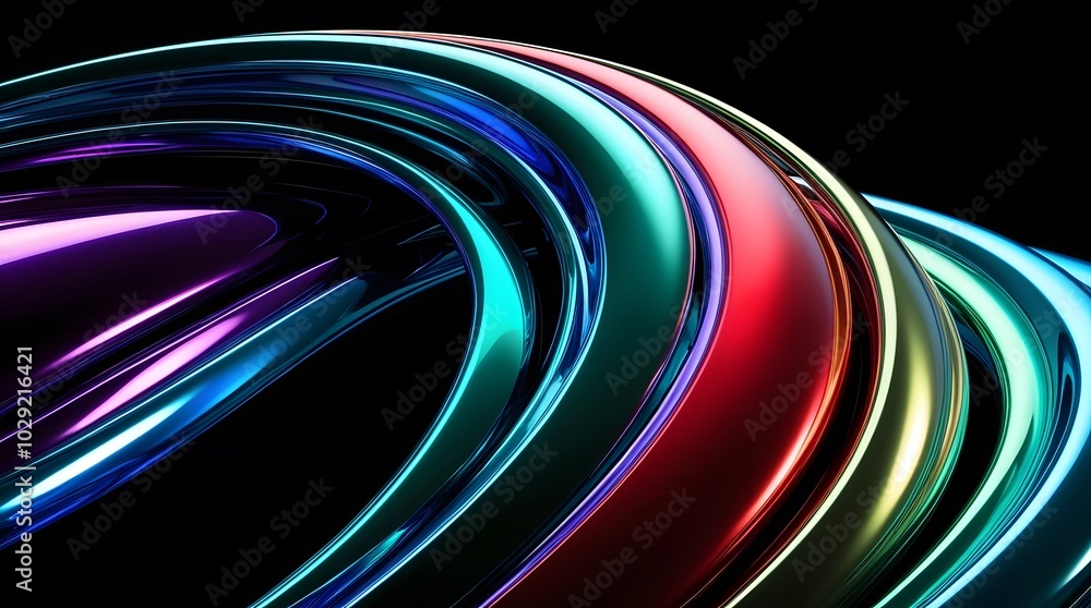 Abstract Iridescent Light Streaks in Bold Metallic Colors, Creating a Futuristic Visual Journey Through Vivid Hues and Shimmering Fluid Forms in Motion. Abstract Iridescent Light Streaks in Bold Metallic Colors, Creating a Futuristic Visual Journey Through Vivid Hues and Shimmering Fluid Forms in Motion.