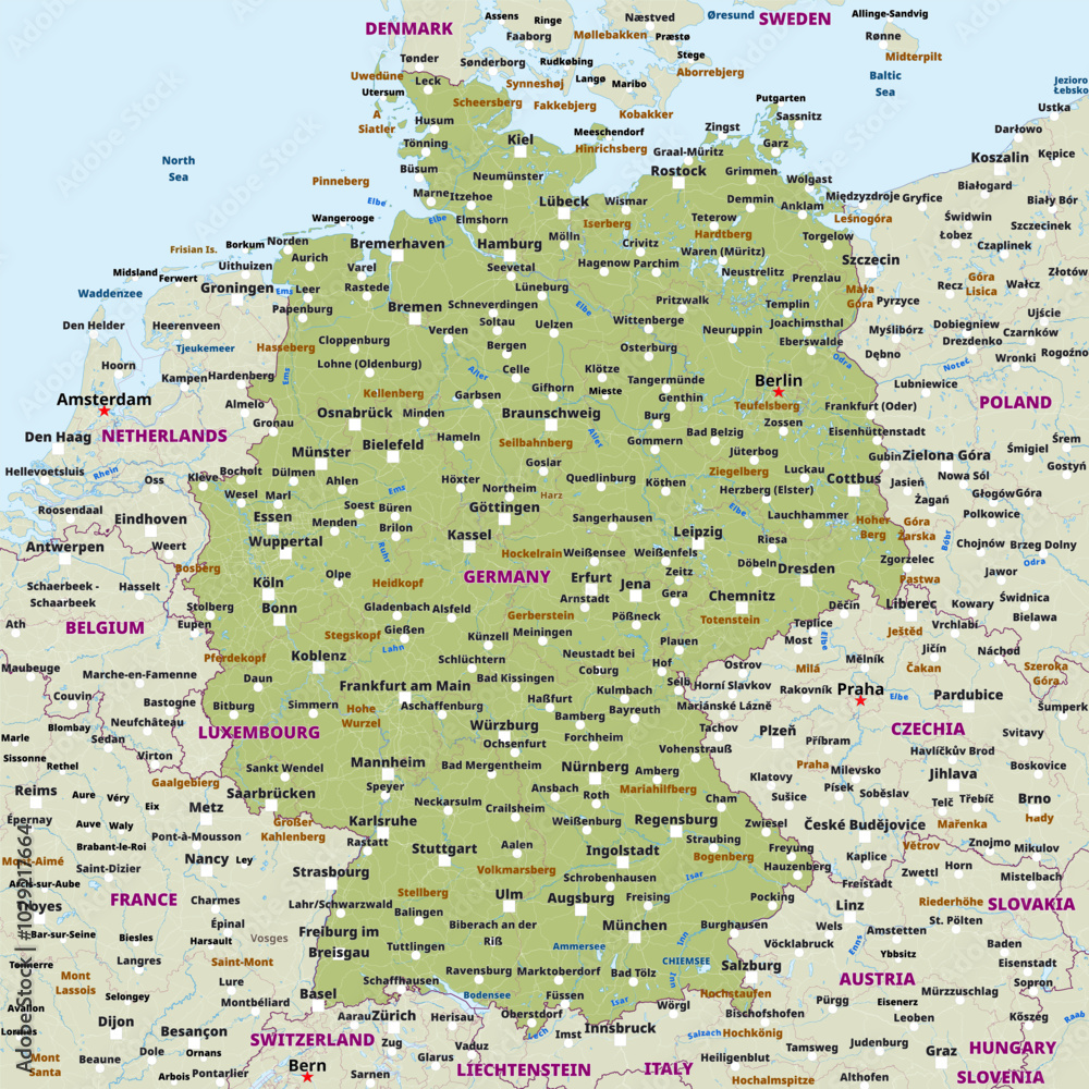 Fototapeta premium Simple political map of Germany