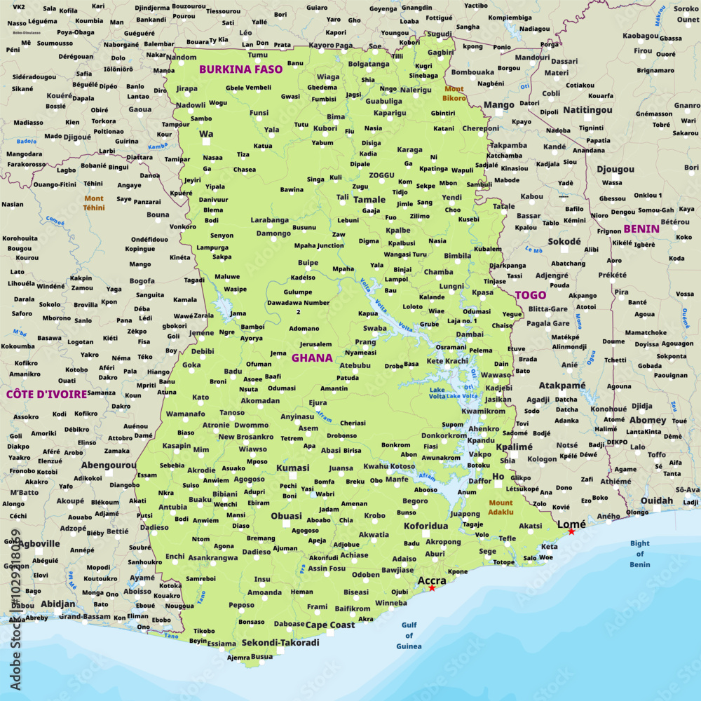 Obraz premium Simple political map of Ghana