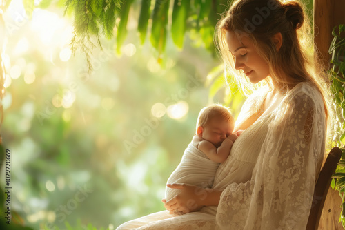 A Mother And Her Newborn Si...