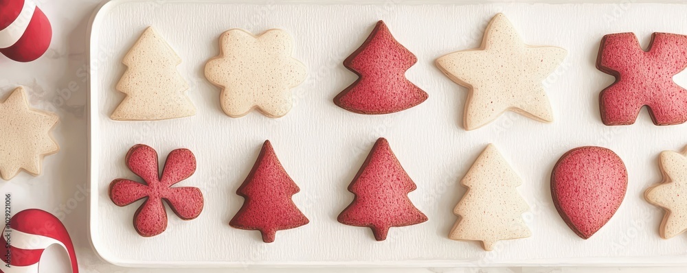 Festive sugar cookies on a white plate, perfect for holiday treats. Festive sugar cookies on a white plate, perfect for holiday treats.