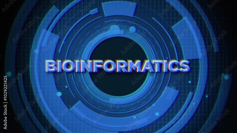 Bioinformatics Text on Futuristic Cyberspace Background Bioinformatics Text on Futuristic Cyberspace Background