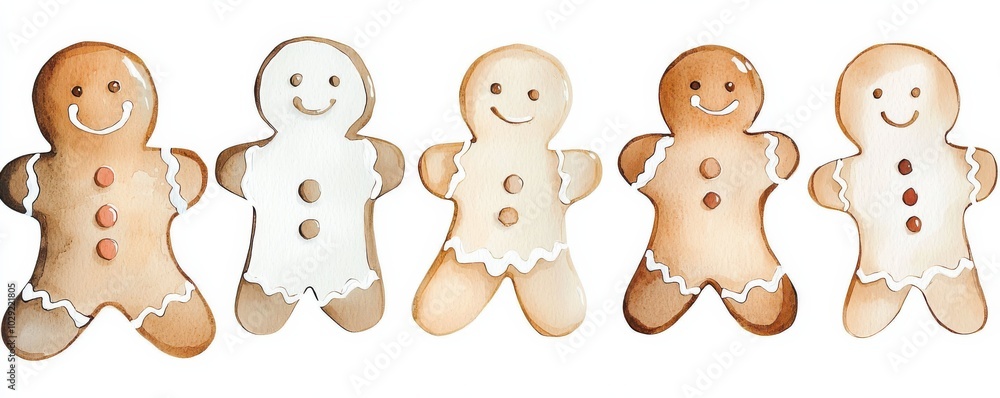 Obraz premium Gingerbread cookies, white isolate background
