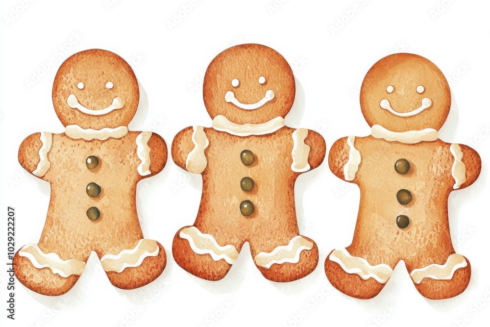 Gingerbread cookies with icing, white isolate background Gingerbread cookies with icing, white isolate background
