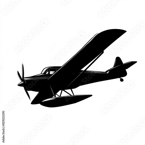 Areoplane Silhouette, Illustration Isolated On White Background photo