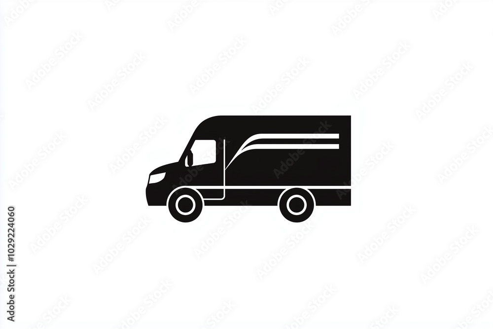 Black and white vector icon of a delivery truck with motion lines on a simple background, Black and white vector icon of a delivery truck with motion lines on a simple background,
