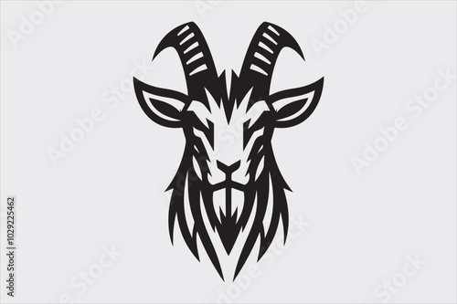 Bold Black And White of A Goat's Head.