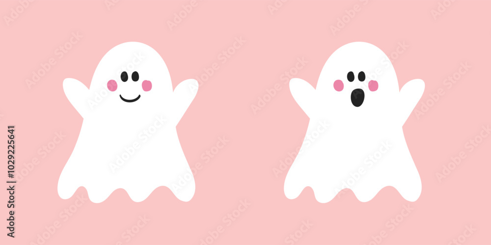 Cute spooky ghosts. Clipart collection. Halloween design. Vector illustration Cute spooky ghosts. Clipart collection. Halloween design. Vector illustration