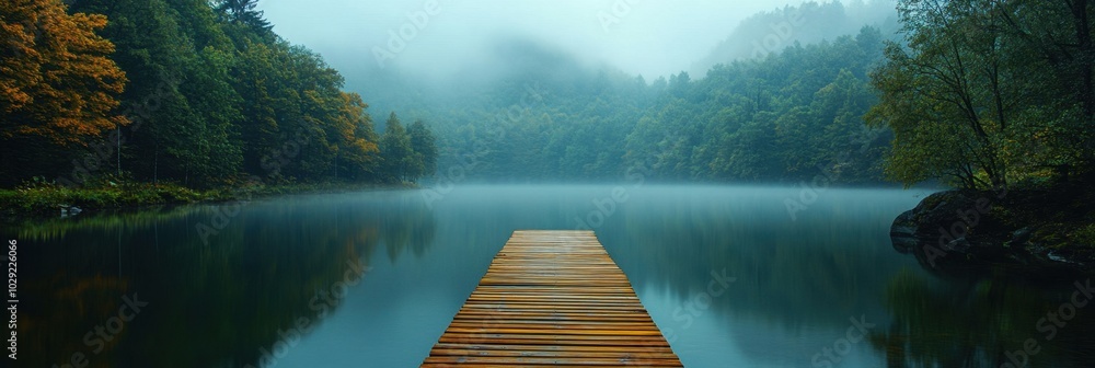 Tranquil Lake Retreat, serene waters reflecting lush greenery, wooden pier inviting peaceful contemplation and connection with nature Tranquil Lake Retreat, serene waters reflecting lush greenery, wooden pier inviting peaceful contemplation and connection with nature