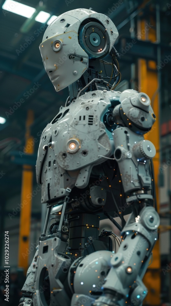 Fototapeta premium Cutting-edge AI robot factory, 4K hyperrealistic photo
