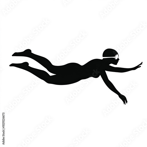 Female Swimmer Silhouette, ...