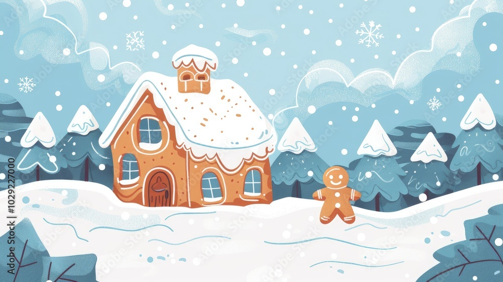 a cute gingerbread house in the snow a cute gingerbread house in the snow
