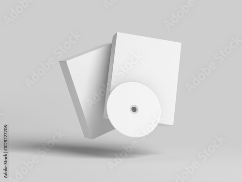 Floating two software box and cd mockup