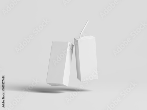 Front view floating two carton juice box mockup