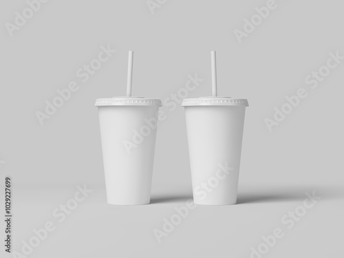 Front view two soda cup mockup