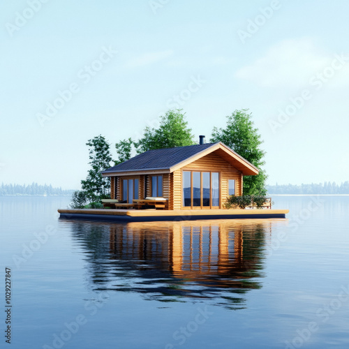 House Boat Isolated